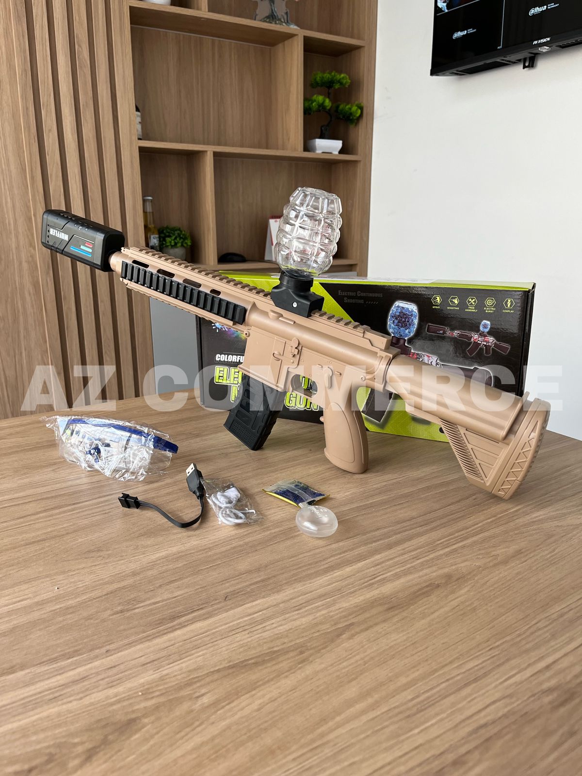 Pistola Hidrogel M416 Con Luz Y Humo